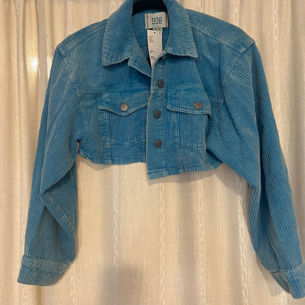 BDG Blue Corduroy Cropped Jacket
